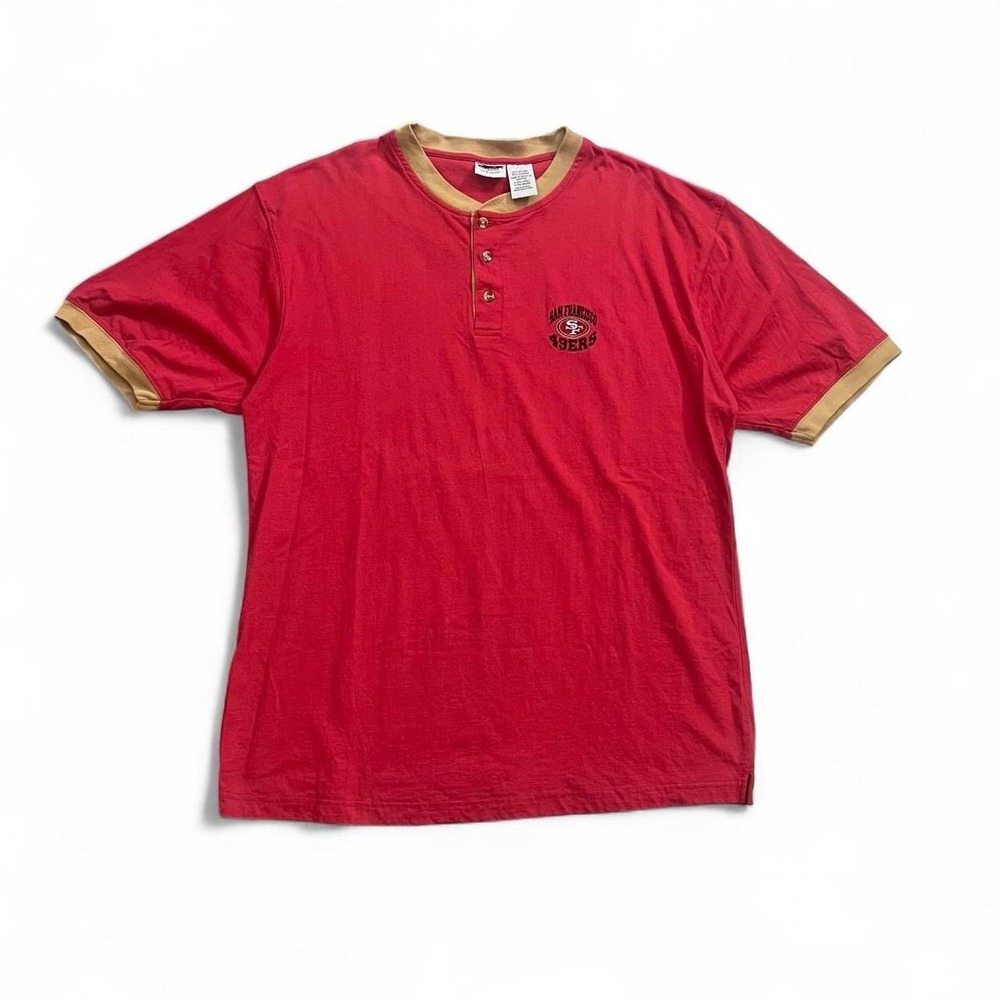 Vintage The Edge San Francisco 49ers Short Sleeve Henley Y2K NFL Football